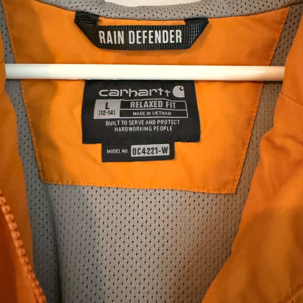 Carhartt Men's Orange Rain Defender Jacket - Relaxed Fit L